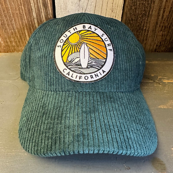 SOUTH BAY SURF (Multi Colored Patch) 6 Panel Low Profile Corduroy Cap - Green