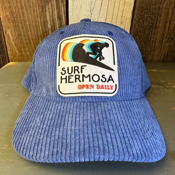 Hermosa BEACH SURF HERMOSA :: OPEN DAILY 6 Panel Low Profile Corduroy Cap - Blue