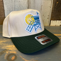 Hermosa Beach LIFEGUARD TOWER Mid Profile Baseball Cap - Dark Green/Natural