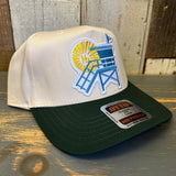 Hermosa Beach LIFEGUARD TOWER Mid Profile Baseball Cap - Dark Green/Natural