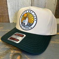 SOUTH BAY SURF (Multi Colored Patch) Mid Profile Baseball Cap - Dark Green/Natural