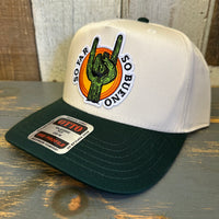SO FAR :: SO BUENO 5 Panel Mid Profile Baseball Cap - Dark Green/Natural