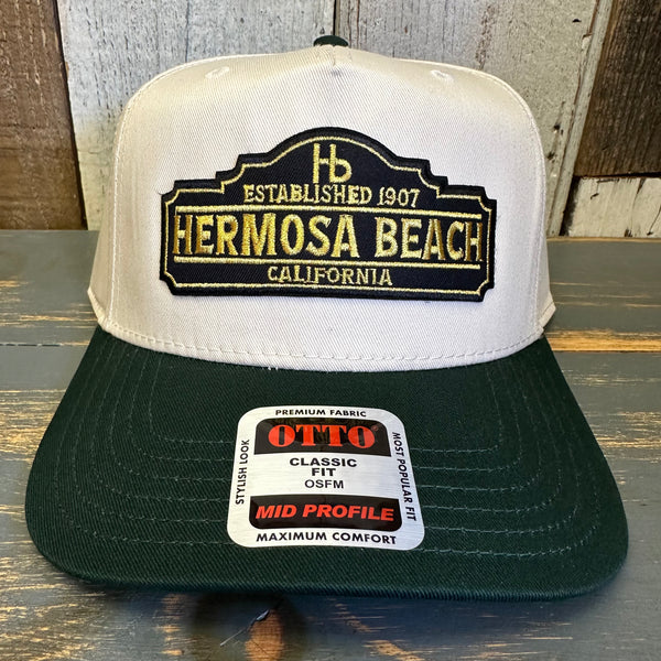 Hermosa Beach ARE YOU ESTABLISHED? Mid Profile Baseball Cap - Dark Green/Natural
