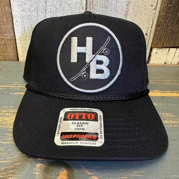 Hermosa Beach SKATEBOARDING WAS NEVER A CRIME 5 Panel Mid Profile Baseball Cap - Black