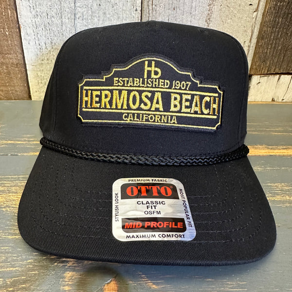 Hermosa Beach ARE YOUR ESTABLISHED? 5 Panel Mid Profile Baseball Cap - Black