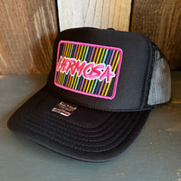 Hermosa Beach HERMOSA'84 High Crown Trucker Hat - Black (Curved Brim)