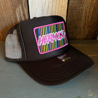 Hermosa Beach HERMOSA'84 High Crown Trucker Hat - Black (Curved Brim)