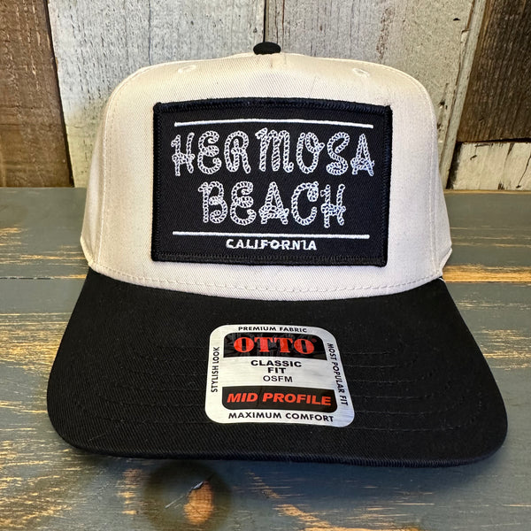 Hermosa Beach ROPER 5 Panel Mid Profile Baseball Cap - Black/Khaki