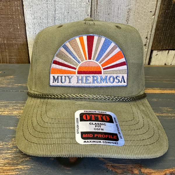 Hermosa Beach MUY HERMOSA Corduroy Baseball Cap - Olive Green