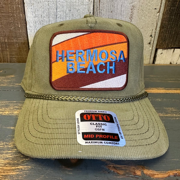 Hermosa Beach GOLF CARTS & YOGA PANTS Corduroy Baseball Cap - Olive Green