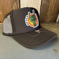 SO FAR :: SO BUENO Mid Crown Trucker Hat - Black (Curved Brim)