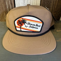 Hermosa Beach RETRO SUNSET - 5 Panel Nylon Hat - Light Brown