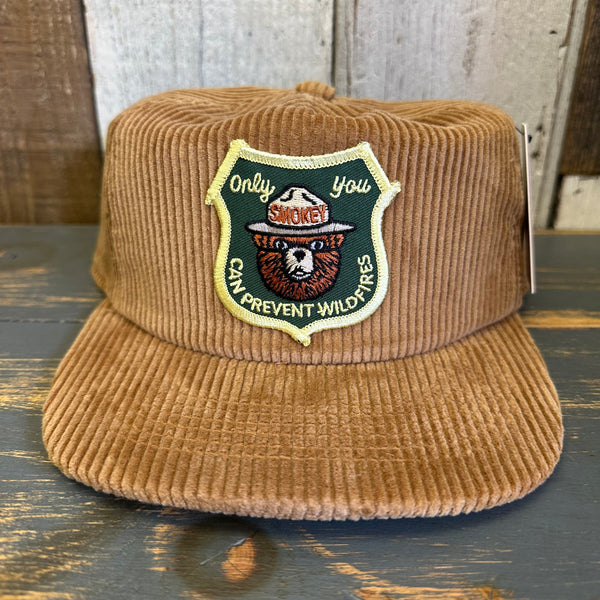SMOKEY BEAR ONLY YOU CAN PREVENT FOREST FIRES Vintage Corduroy Hat - Khaki