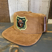SMOKEY BEAR ONLY YOU CAN PREVENT FOREST FIRES Vintage Corduroy Hat - Khaki Brown