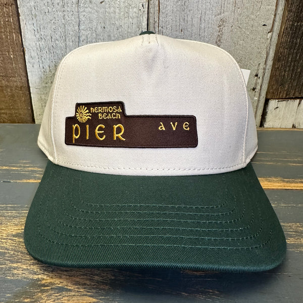 Hermosa Beach PIER AVE 5 Panel Mid Profile Cap - Green/Natural