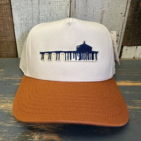 MANHATTAN BEACH PIER & ROUNDHOUSE 5 Panel Mid Profile Cap - Rust Brown/Natural