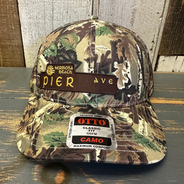 Hermosa Beach PIER AVE 6 Panel Low Profile Trucker Hat - Camo