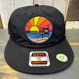 Hermosa Beach OBLIGATORY SUNSET 100% Recycled Pro Style Baseball Cap - Black ♻️