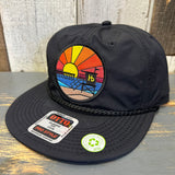 Hermosa Beach OBLIGATORY SUNSET 100% Recycled Pro Style Baseball Cap - Black ♻️