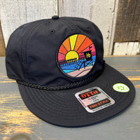 Hermosa Beach OBLIGATORY SUNSET 100% Recycled Pro Style Baseball Cap - Black ♻️