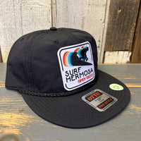 Hermosa Beach SURF HERMOSA :: OPEN DAILY 100% Recycled Pro Style Baseball Cap - Black ♻️