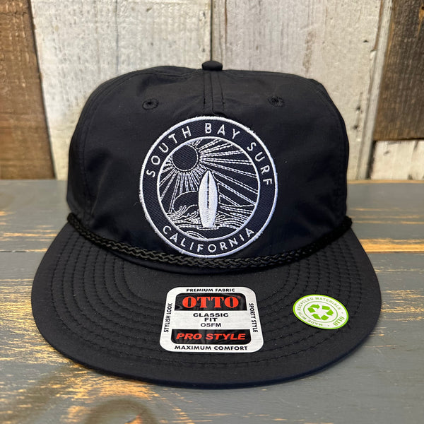 SOUTH BAY SURF (Navy Patch) 100% Recycled Pro Style Baseball Cap - Black ♻️