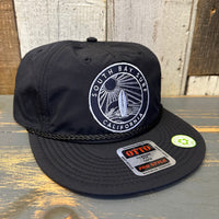 SOUTH BAY SURF (Navy Patch) 100% Recycled Pro Style Baseball Cap - Black ♻️