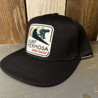 Hermosa Beach SURF HERMOSA :: OPEN DAILY Trucker Hat - Black (Flat Brim)