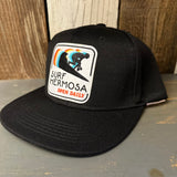 Hermosa Beach SURF HERMOSA :: OPEN DAILY Trucker Hat - Black (Flat Brim)