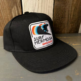 Hermosa Beach SURF HERMOSA :: OPEN DAILY Trucker Hat - Black (Flat Brim)