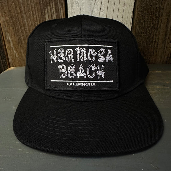 Hermosa Beach ROPER Trucker Hat - Black (Flat Brim)