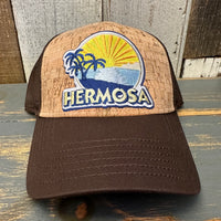 Hermosa Beach FIESTA Premium Cork Low Profile Mesh Back Trucker Hat - (Brown/Cork)