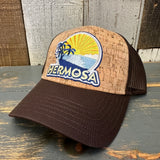 Hermosa Beach FIESTA Premium Cork Low Profile Mesh Back Trucker Hat - (Brown/Cork)