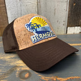 Hermosa Beach FIESTA Premium Cork Low Profile Mesh Back Trucker Hat - (Brown/Cork)