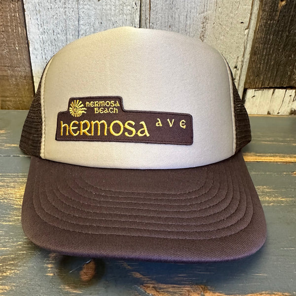 Hermosa Beach HERMOSA AVE Foam Trucker Cap Hat - Brown/Khaki