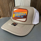 Hermosa Beach GOLF CARTS & YOGA PANTS High Crown Trucker Hat - Khaki/White