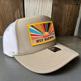 Hermosa Beach MUY HERMOSA High Crown Trucker Hat - Khaki/White