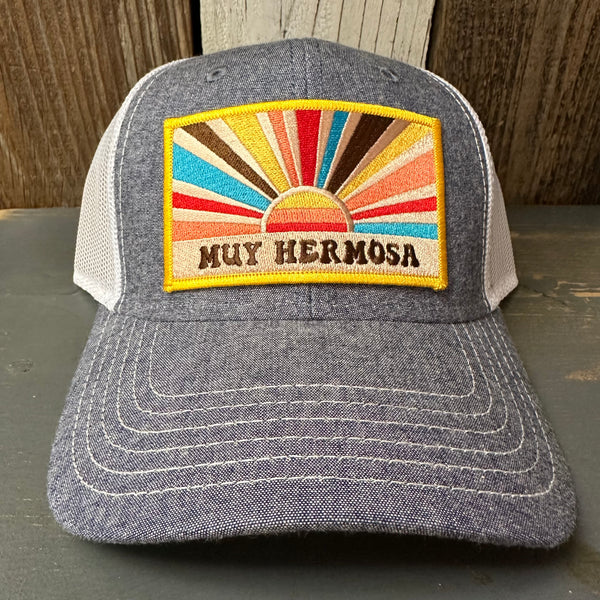 Hermosa Beach MUY HERMOSA 6 Panel Low Profile Mesh Back Trucker Hat - Navy/White