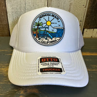Hermosa Beach SHOREFRONT High Crown Trucker Hat - White