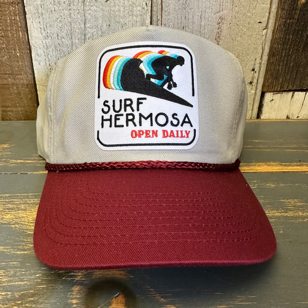 Hermosa Beach SURF HERMOSA :: OPEN DAILY 5-Panel Polyester Golf - Grey/Maroon