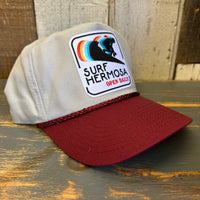 Hermosa Beach SURF HERMOSA :: OPEN DAILY 5-Panel Polyester Golf - Grey/Maroon