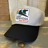 Hermosa Beach SURF HERMOSA :: OPEN DAILY 5-Panel Polyester Golf - Grey/Black Braid