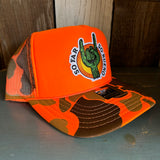 SO FAR :: SO BUENO High Crown Trucker Hat - Neon Orange Hunters Camo