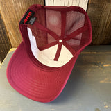 Hermosa Beach OBLIGATORY SUNSET Premium Cork Low Profile Mesh Back Trucker Hat - (Maroon/Cork)