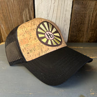Hermosa Beach SUNBEAMS Premium Cork Low Profile Mesh Back Trucker Hat - (Black/Cork)