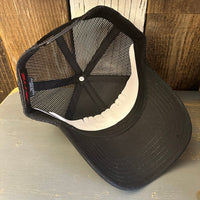 SOUTH BAY SURF (Multi Colored Patch) Premium Cork Low Profile Mesh Back Trucker Hat - (Black/Cork)