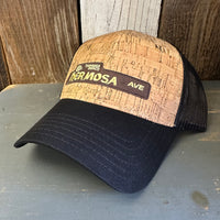 Hermosa Beach HERMOSA AVE Premium Cork Low Profile Mesh Back Trucker Hat - (Black/Cork)