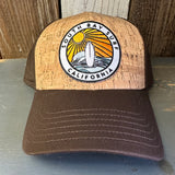 SOUTH BAY SURF (Multi Colored Patch) Premium Cork Low Profile Mesh Back Trucker Hat - (Brown/Cork)