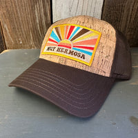 Hermosa Beach MUY HERMOSA Premium Cork Low Profile Mesh Back Trucker Hat - (Brown/Cork)