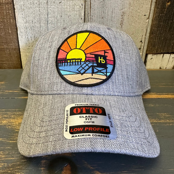 Hermosa Beach OBLIGATORY SUNSET Premium 6-Panel Low Profile Snapback Hat - Heathered Grey